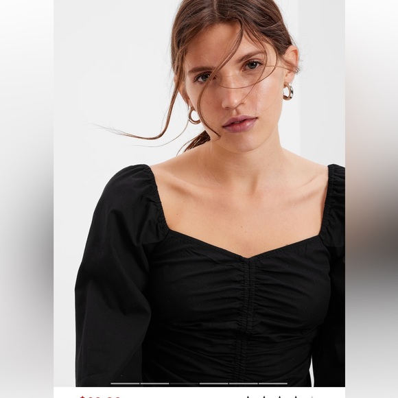 Puff sleeve sweetheart top Gap Black extra small XS new with tags - Picture 3 of 8